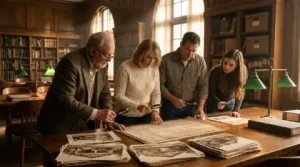 People examining architectural
