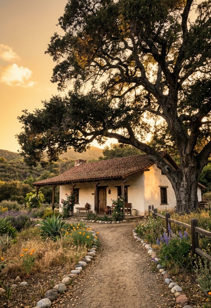 Historic view of the Catalina Verdugo Adobe structure